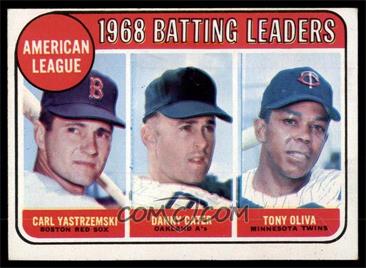 1969 Topps - [Base] #1 - League Leaders - Carl Yastrzemski, Danny Cater, Tony Oliva [VG EX]