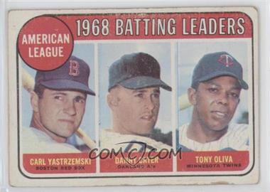 1969 Topps - [Base] #1 - League Leaders - Carl Yastrzemski, Danny Cater, Tony Oliva [Good to VG‑EX]