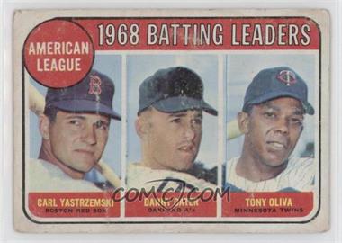 1969 Topps - [Base] #1 - League Leaders - Carl Yastrzemski, Danny Cater, Tony Oliva [Good to VG‑EX]