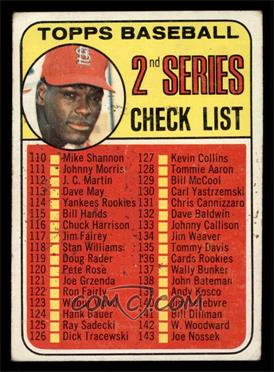 1969 Topps - [Base] #107.1 - Checklist - 2nd Series (Bob Gibson) (161 Listed as Jim Purdin) [POOR]