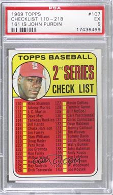 1969 Topps - [Base] #107.2 - Checklist - 2nd Series (Bob Gibson) (161 Listed as John Purdin) [PSA 5 EX]