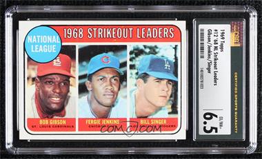 1969 Topps - [Base] #12 - League Leaders - Bob Gibson, Fergie Jenkins, Bill Singer [CSG 6.5 Ex/NM+]