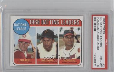 1969 Topps - [Base] #2 - League Leaders - Pete Rose, Felipe Alou, Matty Alou [PSA 6 EX‑MT]