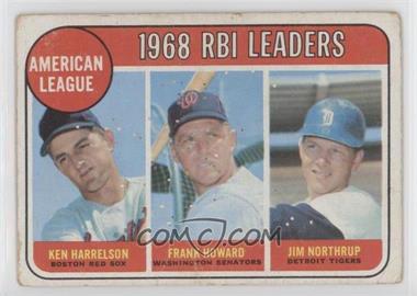 1969 Topps - [Base] #3 - League Leaders - Ken Harrelson, Frank Howard, Jim Northrup [Good to VG‑EX]
