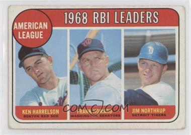 1969 Topps - [Base] #3 - League Leaders - Ken Harrelson, Frank Howard, Jim Northrup [Good to VG‑EX]