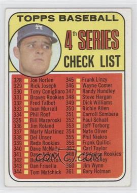 1969 Topps - [Base] #314 - Checklist - 4th Series (Don Drysdale) [Good to VG‑EX]