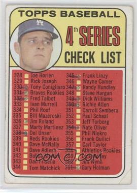 1969 Topps - [Base] #314 - Checklist - 4th Series (Don Drysdale) [COMC RCR Poor]