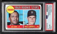 1969 Rookie Stars - Les Cain, Dave Campbell [PSA 8 NM‑MT]