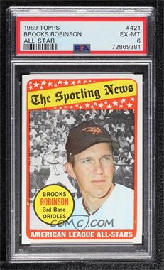1969 Topps - [Base] #421 - The Sporting News All Star Selection - Brooks Robinson (Hank Aaron in Background Photo) [PSA 6 EX‑MT]