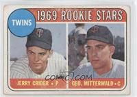 1969 Rookie Stars - Jerry Crider, George Mitterwald (player names in yellow) [G…