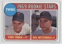 1969 Rookie Stars - Jerry Crider, George Mitterwald (player names in yellow)