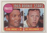 High # - Elvio Jimenez, Jim Shellenback (Black Outline around 1969 Rookie Stars…