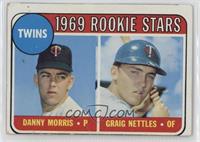 1969 Rookie Stars - Danny Morris, Graig Nettles (Black Loop Above Twins) [Poor&…