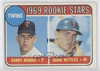 1969 Rookie Stars - Danny Morris, Graig Nettles (Black Loop Above Twins)