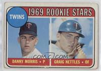 1969 Rookie Stars - Danny Morris, Graig Nettles (Black Loop Above Twins) [Good&…