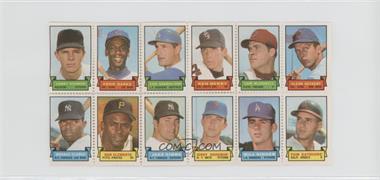 1969 Topps Stamps - [Base] - Block of Twelve #DBGBMBSSKGCC - Larry Dierker, Ernie Banks, Len Gabrielson, Ken Berry, Sam McDowell, Glenn Beckert, Horace Clarke, Roberto Clemente, Jake Gibbs, Jerry Koosman, Bill Singer, Tom Satriano