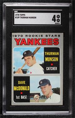 1970 Topps - [Base] #189 - 1970 Rookie Stars - Thurman Munson, Dave McDonald [SGC 50 VG/EX 4]