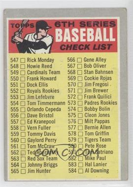 1970 Topps - [Base] #542.2 - Checklist - 6th Series (bat is grey) [Poor to Fair]