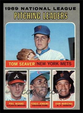 1970 Topps - [Base] #69 - League Leaders - Tom Seaver, Phil Niekro, Fergie Jenkins, Juan Marichal [EX]
