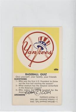 1971 Fleer Cloth Patches - Team Logo Quiz Cards #NEYY - New York Yankees Team