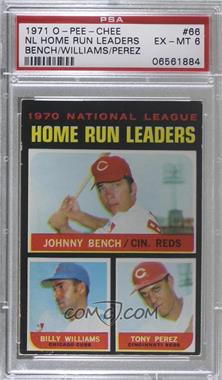 1971 O-Pee-Chee - [Base] #66 - League Leaders - Johnny Bench, Tony Perez, Billy Williams [PSA 6 EX‑MT]
