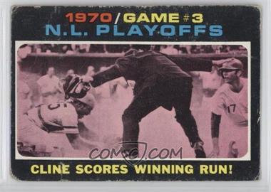 1971 Topps - [Base] #201 - 1970 N.L. Playoffs - Cline Scores Winning Run! [Poor to Fair]