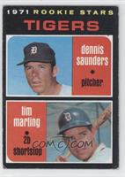 1971 Rookie Stars - Dennis Saunders, Tim Marting [Noted]