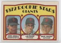 1972 Rookie Stars - Chris Arnold, Jim Barr, Dave Rader [Good to VG…