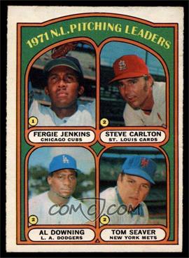 1972 O-Pee-Chee - [Base] #93 - League Leaders - Fergie Jenkins, Steve Carlton, Al Downing, Tom Seaver [VG]