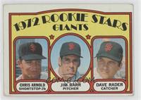 1972 Rookie Stars - Chris Arnold, Jim Barr, Dave Rader [Good to VG…