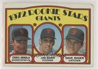 1972 Rookie Stars - Chris Arnold, Jim Barr, Dave Rader [Poor to Fair]
