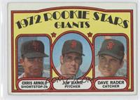 1972 Rookie Stars - Chris Arnold, Jim Barr, Dave Rader [Good to VG…