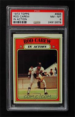 1972 Topps - [Base] #696 - High # - Rod Carew (In Action) [PSA 8 NM‑MT]