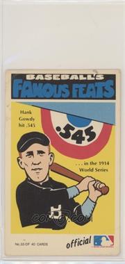 1973 Fleer Real Cloth Baseball Patches - Laughlin Baseball's Famous Feats #33 - Hank Gowdy [Poor to Fair]