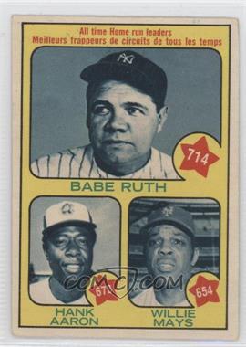 1973 O-Pee-Chee - [Base] #1 - Babe Ruth, Hank Aaron, Willie Mays [Good to VG‑EX]