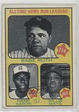 1973 Topps - [Base] #1 - All-Time Leaders - Babe Ruth, Hank Aaron, Willie Mays [Poor to Fair]