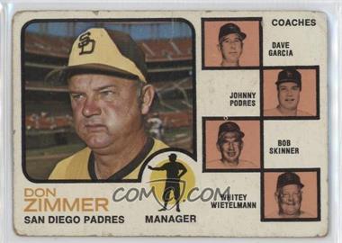 1973 Topps - [Base] #12.1 - Padres Field Leaders (Don Zimmer, Dave Garcia, Johnny Podres, Bob Skinner, Whitey Wietelmann) (Dave Garcia with Faded Ear) [Poor to Fair]