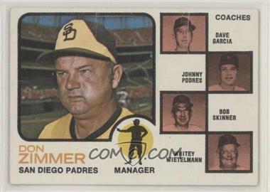 1973 Topps - [Base] #12.1 - Padres Field Leaders (Don Zimmer, Dave Garcia, Johnny Podres, Bob Skinner, Whitey Wietelmann) (Dave Garcia with Faded Ear) [Poor to Fair]