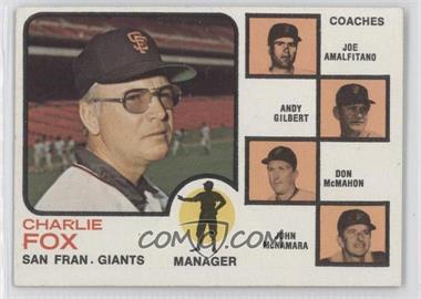 1973 Topps - [Base] #252.2 - Charlie Fox, Joey Amalfitano, Andy Gilbert, Don McMahon, Joe Amalfitano, John McNamara (Orange Background)