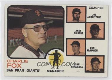 1973 Topps - [Base] #252.2 - Charlie Fox, Joey Amalfitano, Andy Gilbert, Don McMahon, Joe Amalfitano, John McNamara (Orange Background)
