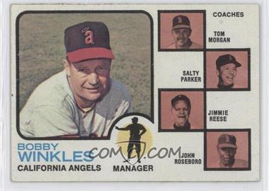 1973 Topps - [Base] #421.1 - Angels Coaches (Bobby Winkles, Tom Morgan, Salty Parker, Jimmie Reese, John Roseboro) (Tan Background Behind Coaches)