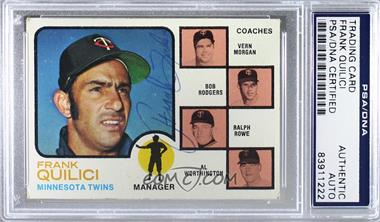 1973 Topps - [Base] #49.1 - Twins Coaches (Frank Quilici, Vern Morgan, Bob Rodgers, Ralph Rowe, Al Worthington) (Solid Background) [PSA/DNA Encased]