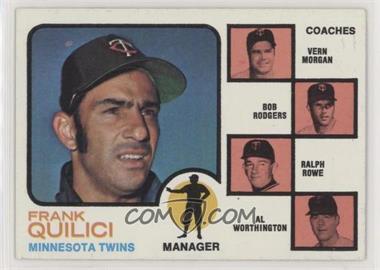 1973 Topps - [Base] #49.1 - Twins Coaches (Frank Quilici, Vern Morgan, Bob Rodgers, Ralph Rowe, Al Worthington) (Solid Background)