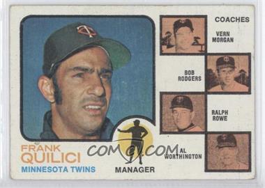 1973 Topps - [Base] #49.2 - Twins Coaches (Frank Quilici, Vern Morgan, Bob Rodgers, Ralph Rowe, Al Worthington) (Trees in Coaches Background)