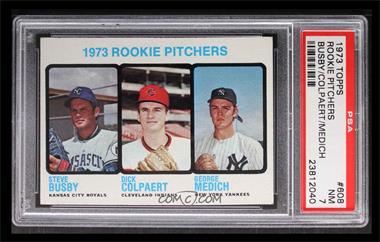 1973 Topps - [Base] #608 - High # - Doc Medich, Steve Busby, Dick Colpaert [PSA 7 NM]