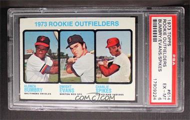 1973 Topps - [Base] #614 - High # - 1973 Rookie Outfielders (Alonza Bumbry, Dwight Evans, Charlie Spikes) [PSA 6 EX‑MT]