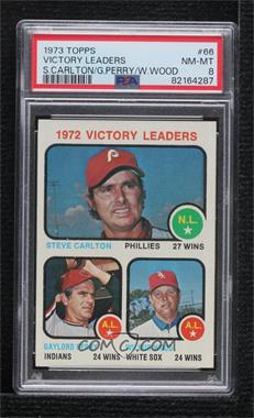 1973 Topps - [Base] #66 - League Leaders - Steve Carlton, Gaylord Perry, Wilbur Wood [PSA 8 NM‑MT]