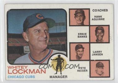 1973 Topps - [Base] #81.1 - Chicago Cubs Coaches (Whitey Lockman, Hank Aguirre, Ernie Banks, Larry Jansen, Pete Reiser) (Solid Background) [Poor to Fair]