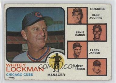 1973 Topps - [Base] #81.1 - Chicago Cubs Coaches (Whitey Lockman, Hank Aguirre, Ernie Banks, Larry Jansen, Pete Reiser) (Solid Background) [Poor to Fair]