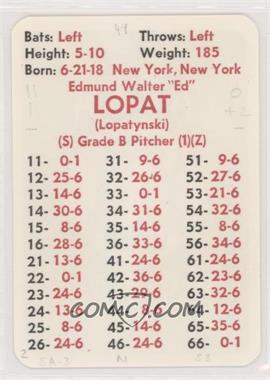 1974 APBA Baseball 1949 Season - [Base] #_EDLO - Eddie Lopat [Poor to Fair]